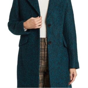 Sam Edelman teal black wool blazer coat size L NWOT